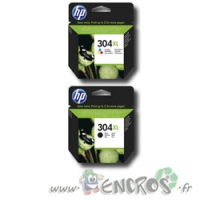 Pack HP 304XL - Pack de  Cartouches d'encre HP 304XL Couleur et Noire